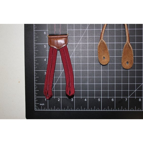 Trafalgar Adjustable Suspenders  OSFM Gray with Pink Stripes   Elastic / leather - Picture 5 of 12